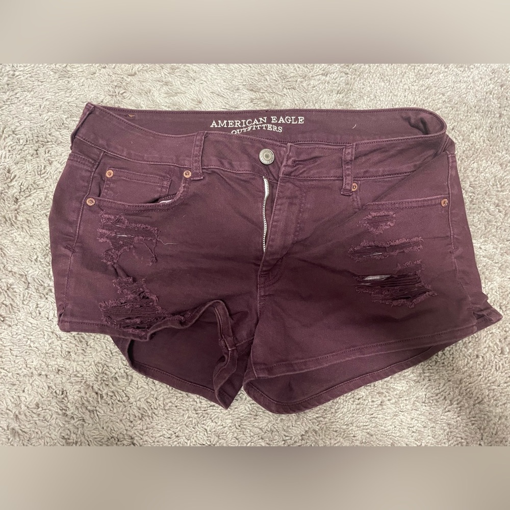 American Eagle Shortie Denim Torn Shorts Size 14